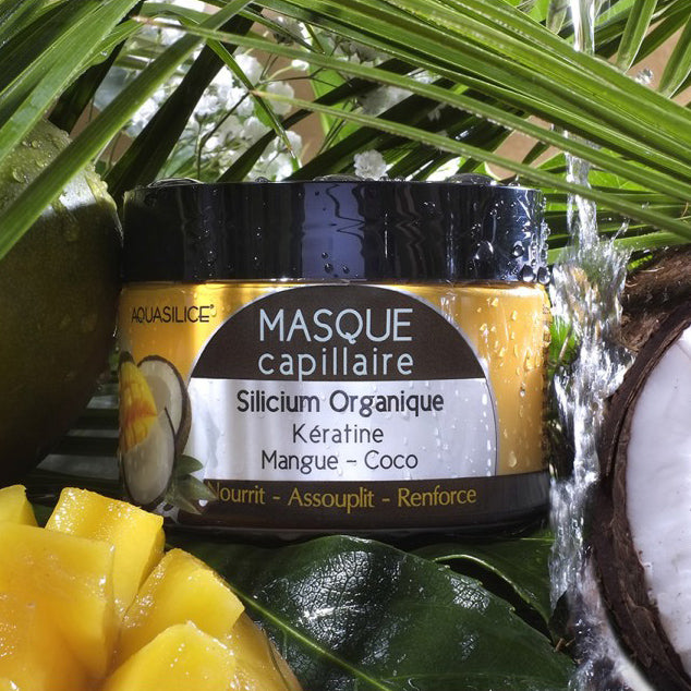 Masque capillaire Mangue-Coco nourrit assouplit renforce démêle silicium organique aquasilice